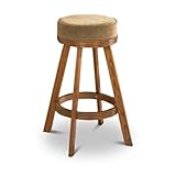 1 Oak Finish Solid Wood Swivel Seat Cushion Barstool