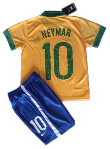 Brazil 2013/2014 Kids NEYMAR Home Soccer Jersey Shirt & Shorts For Kids 10-11 Years Old Size 26 (XL)