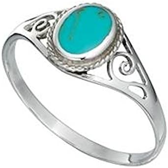 Turquoise reconstituted Stone Silver Ring Sizes 5 up to 9.5 Available (8)
