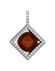Platinum 8.00x8.00mm Antique Cushion Cut Mozambique Garnet and Diamond Pendant