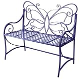 New CBK BENCH BUTTERFLY BACK BSKTWEAVESEAT CURVED ARMS POWDERCOATED LILAC IRON BEAUTIFUL DESIGN