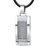 European Style Mens Stainless Steel Twisted Cable Pendant Necklace