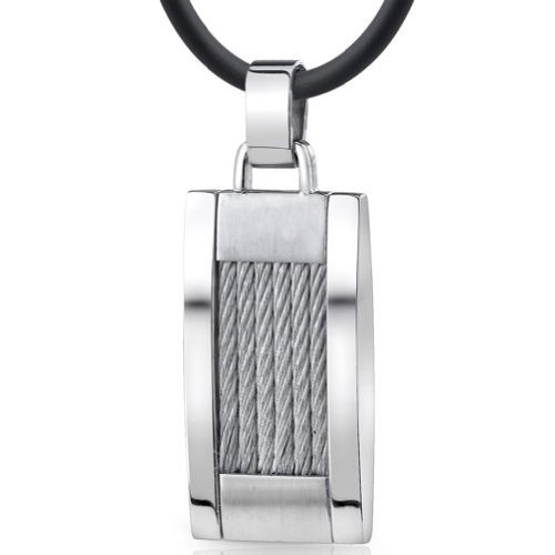 41y8kQ00%2BPL European Style Mens Stainless Steel Twisted Cable Pendant Necklace