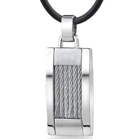 European Style Mens Stainless Steel Twisted Cable Pendant Necklace