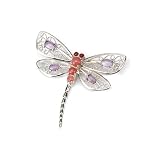 Multi Color Gemstone Dragonfly Pin in Sterling Silver