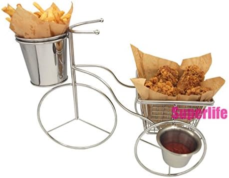 BIC02 Creative Stainless Steel Food Display Rack, French Fries Serving Basket, Bicycle Shape