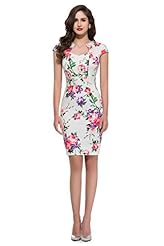 Cap Sleeves Cotton Vintage Floral Print Bodycon Dress/Evening Dress/Prom Dress/Wedding Party Dress 