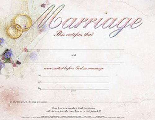 Certificate of Marriage (Package of 6): Rings & Lace