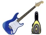 New York Pro Electric Guitar, Metallic Blue with Bonus Gig Bag, Yellow