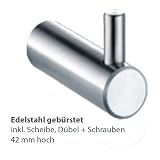 Wandhaken - Edelstahl gebürstet - inkl. Dübel, Schraube