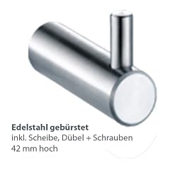Wandhaken - Edelstahl geb�rstet - inkl. D�bel, Schraube