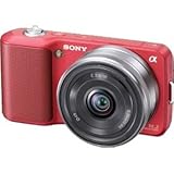 Sony Alpha NEX NEX3A/R Digital Camera with 16mm F2.8 Lens (Red)
