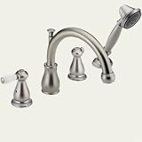 Delta Faucet T4769-SSLHP/H677-SS/DR4707 Orleans Deck Mount With Handshower Whirlpool Faucet - Stainl