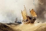 12X16 inch Callow William Fishing Smack and Shipping On Open Seas
