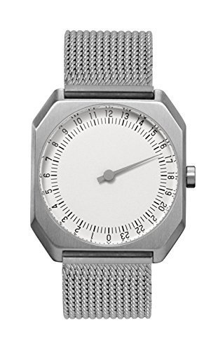slow Jo 21 - Swiss Made one-hand 24 hour watch - Silver metal mesh