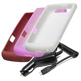 Red, Pink and White Silicone Skin Cover Cases and Car Charger for Blackberry Storm2 9550 9520