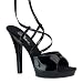 LIP-196, 5" Stiletto Heel Lace-Up Platform Sandal Black/Black Size 7