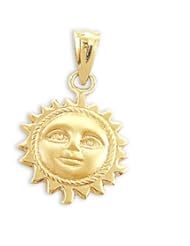 Sun Face Pendant 14k Yellow Gold Charm 3D 3/4 inch