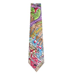 True Ed Hardy Men's Neck Tie Feuding Dragon and Cobra