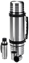 Isosteel VA-9611D Duo Set: 1,0 L Vakuum-Isolierflasche aus 18/8 Edelstahl mit Quickstop-Einhandausgie&szlig;system inkl. 2 Trinkbecher + 120 ml Flachmann mit 2 Trinkbechern