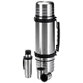 Isosteel VA-9611D Duo Set: 1,0 L Vakuum-Isolierflasche aus 18/8 Edelstahl mit Quickstop-Einhandausgie�system inkl. 2 Trinkbecher + 120 ml Flachmann mit 2 Trinkbechern