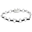 Tressa Sterling Silver Black Cubic Zirconia Heart Link Bracelet