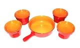 Piral Italian Terracotta Fondue-Bagnacauda Set, Deep Red