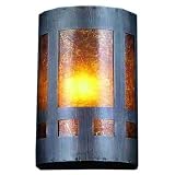 Meyda Tiffany 23956 Mica Mission Wall Sconce, Mahogany Bronze Finish with Amber