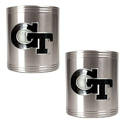 Georgia Tech Yellowjackets NCAA 2pc Stainless Can Holder Set by Great American Products