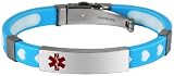 New 5 inch Blue & White Hearts Rubber Medical Alert Bracelet