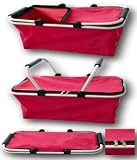 ALU EINKAUFSKORB FALTBAR PICKNICK KORB SHOPPER Rot