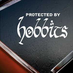 Protected By Hobbits White Lord Of The Rings White Silhouette Car Window Vinyl Sticker Decal