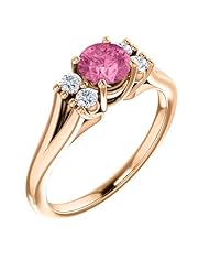 18K Rose Gold 5.00mm Round Cut Pink Sapphire and Diamond Ring -- LIFETIME WARRANTY