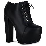 B3D Womens Block High Heels Concealed Platform Lace Up Ladies Ankle Boots Shoes Size 3-8