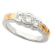 14K Two-Tone Gold Diamond Three-Stone Anniversary Ring - 0.80 Ct.