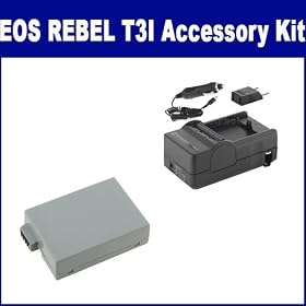 Canon EOS Rebel T3i Digital Camera Accessory Kit includes: SDLPE8 Battery, SDM-1518 Charger