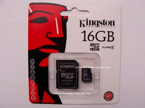 Kingston 16 GB Class 4 MicroSDHC Flash Card with SD Adapter SDC4/16GB