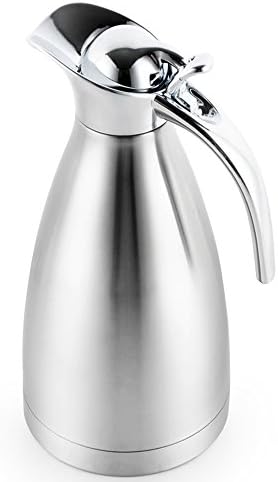 2-Liter Stainless Steel Insulated Carafe with Lid, Thermal Coffee Pot Serving Jug, Water Pitcher, Silver Tone