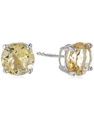 Sterling Silver 8mm Round Citrine Earrings