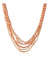 Kenneth Jay Lane 10 Row Gold and Coral Bead Necklace, 17"