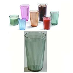 Carlisle 16 oz Crystalon Stack All Ribbed Texture Break-Resistant SAN Dishwasher Safe Tumbler / Color: Jade / Quantity: One Dozen (12)