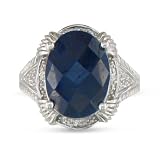 7ct Sapphire Rough Cut Diamond Ring Set in Sterling Silver