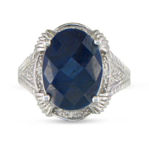 7ct Sapphire Rough Cut Diamond Ring Set in Sterling Silver