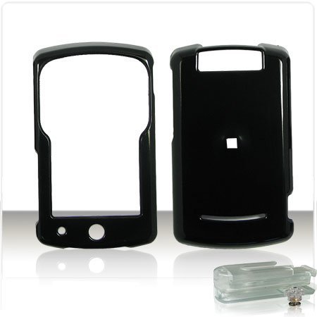 PCMICROSTORE Brand Motorola Q9 global / Q9h GSM (NOT Compatible with Q9m) Solid Black Snap-on Crystal Case Cover with Removable Swivel Belt Clip
