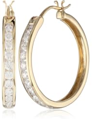 Womens 10k Gold Round-Cut Diamond Hoop Earrings (1 cttw, I-J Color, I2 Clarity)