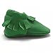 SAYOYO Baby Green Tassels Soft Sole Leather Infant Toddler Prewalker Shoes (6-12 Months, Green)