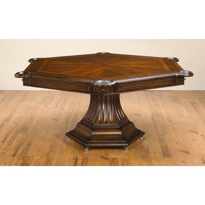 Hexagon Shaped Game Table Medium Brown