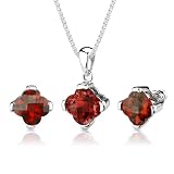 Classic Desire: 10.25 carat Checkerboard Lily Cut Padparadscha Sapphire Pendant Earring Set in Sterling Silver
