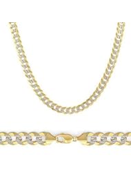 Solid 14k Yellow and White Gold Cuban Curb Bracelet 3.1mm 7"