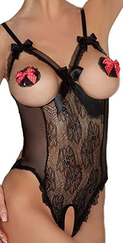 Taoko Women's Sexy Open Cup Crotchless Teddy Lingerie One-piece Erotic Flirt Sleepwear (M)